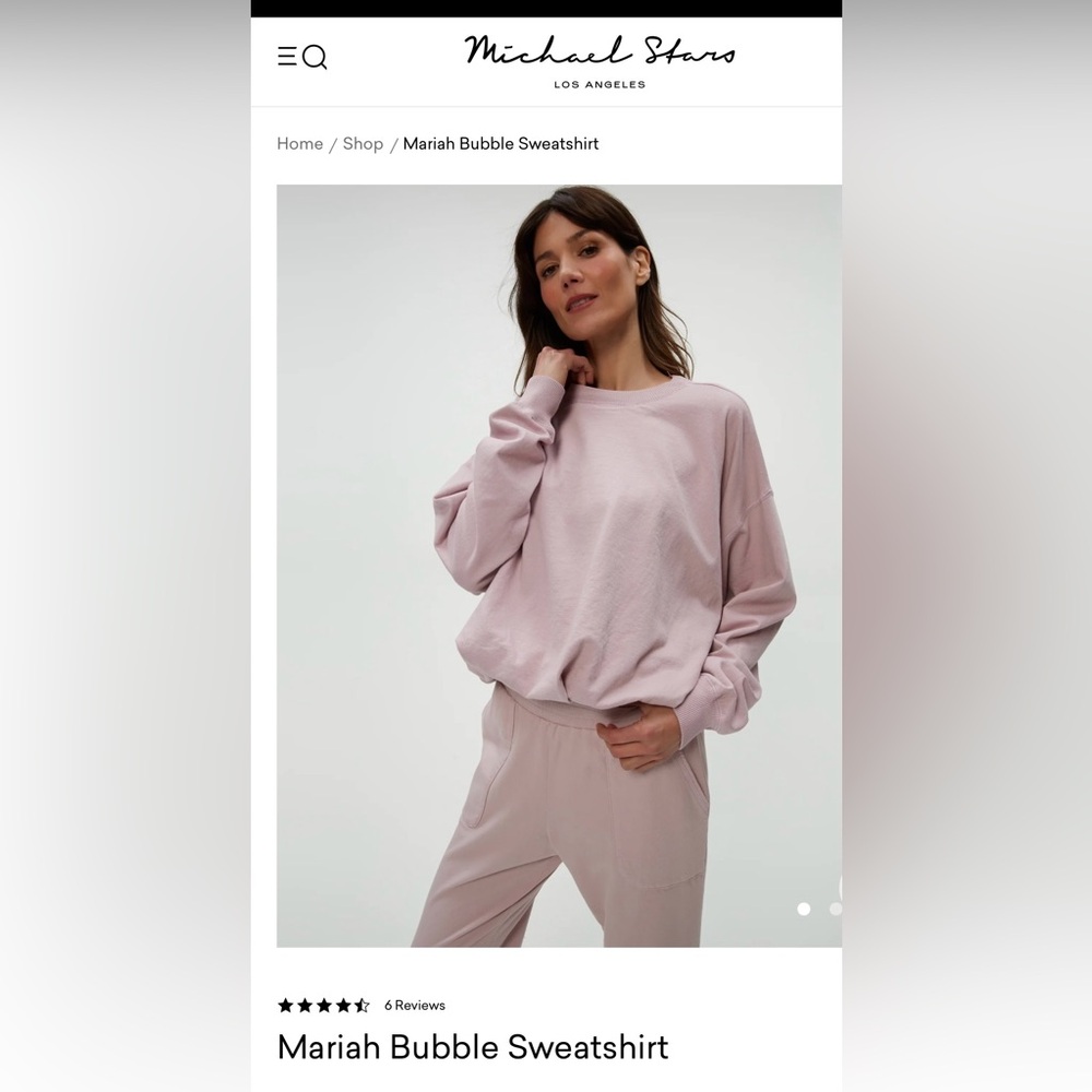 Michael Stars Mariah Bubble Sweatshirt in Sachet (dusty pink color) Small NWT